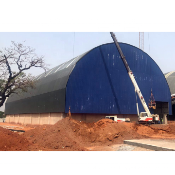 Projeto profissional Arqueado Estrutura de construção de telhado Espaço de aço Clinker Storage Shed